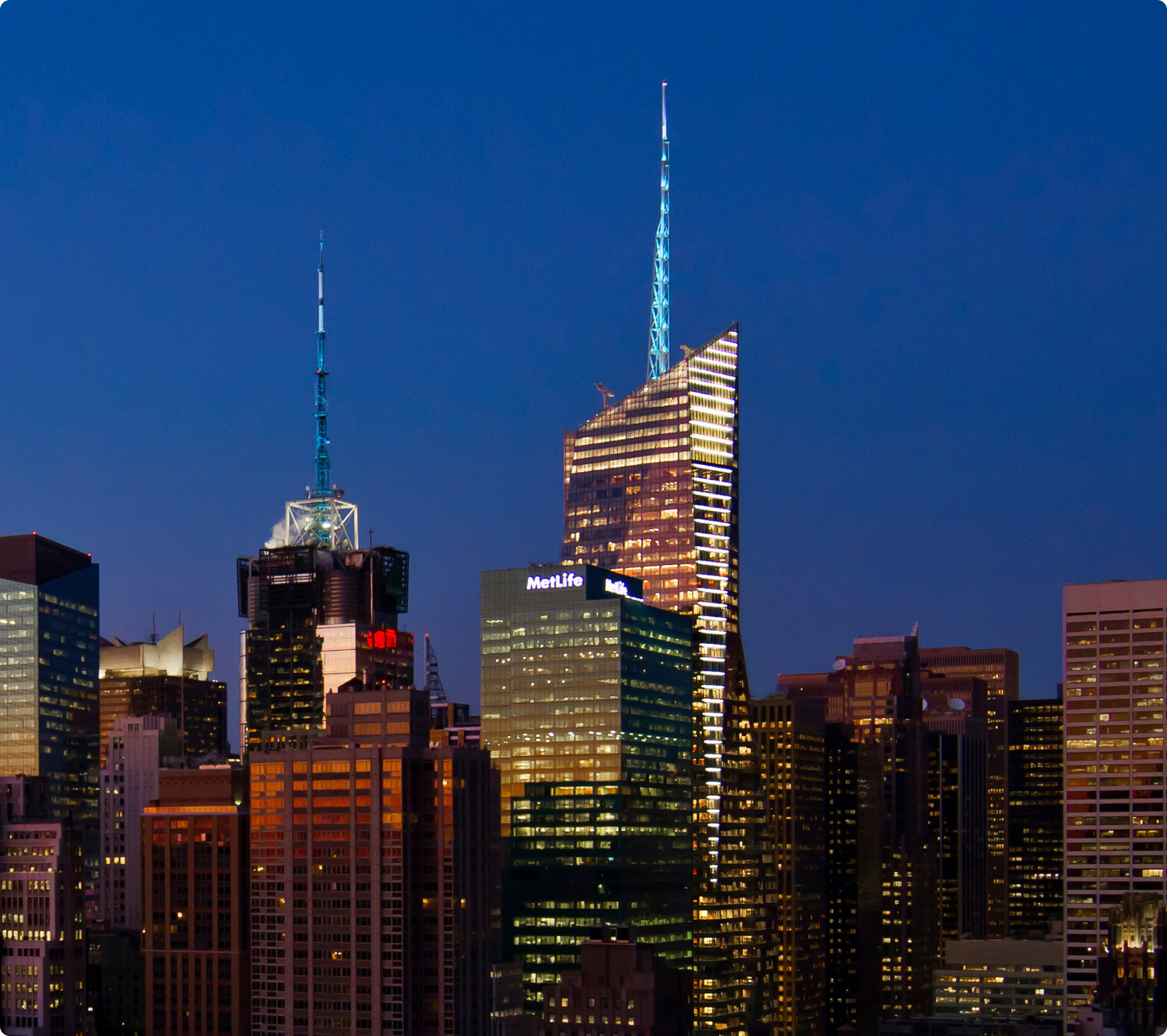 skyscrapers at night